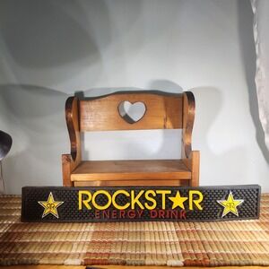 Rockstar Energy Heavy Rubber Bar Drip Mat 23.5" X 3.5" Black & Yellow